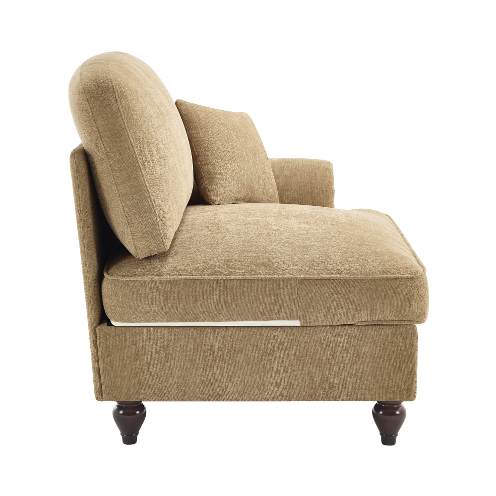 Elegant Light Coffee Chenille Armchair with Detachable Skirt & Spindle Legs - Transitional Style Living Room Accent Chair