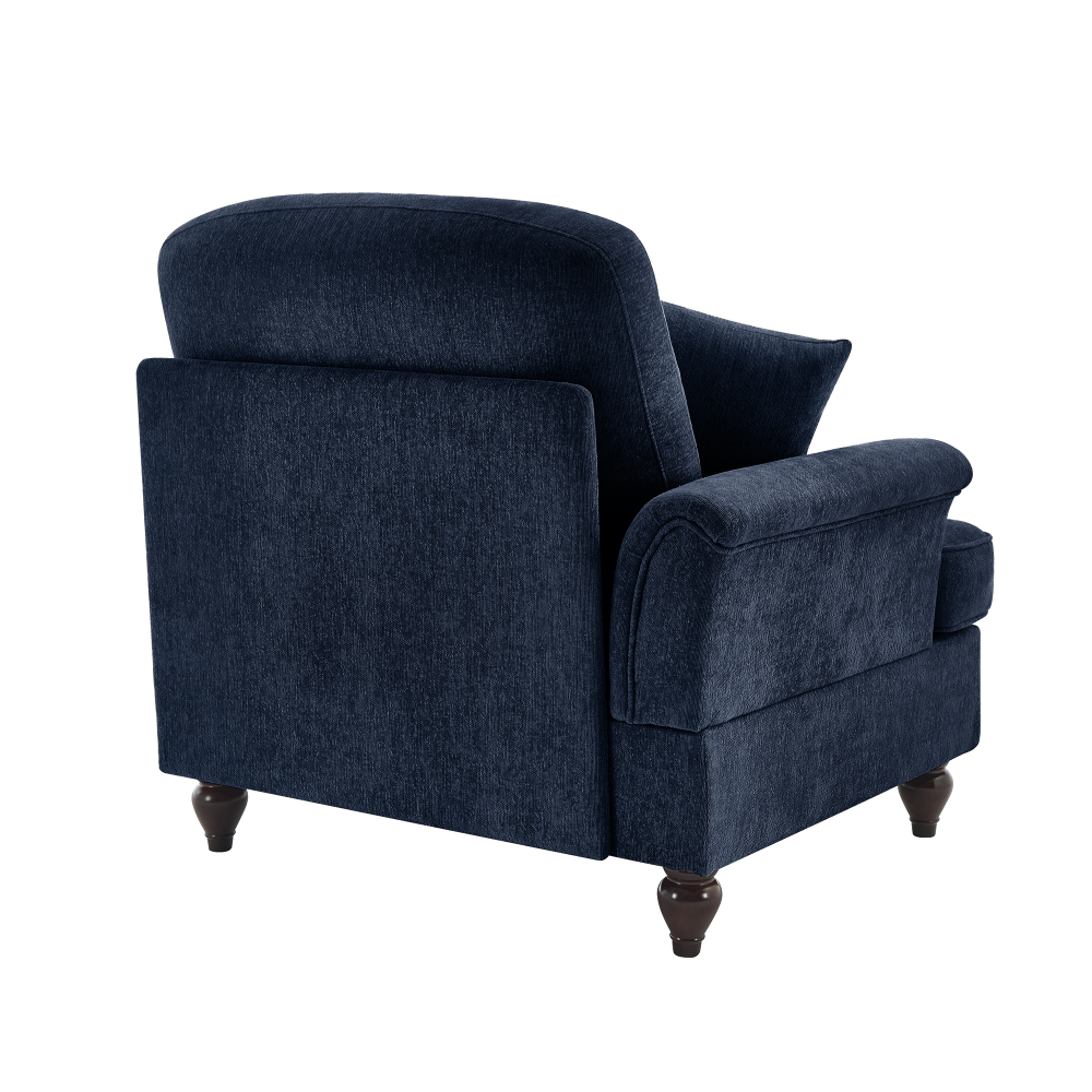 Velvet Chenille Slipcover Armchair with Detachable Skirt & Lumbar Pillow - Blue