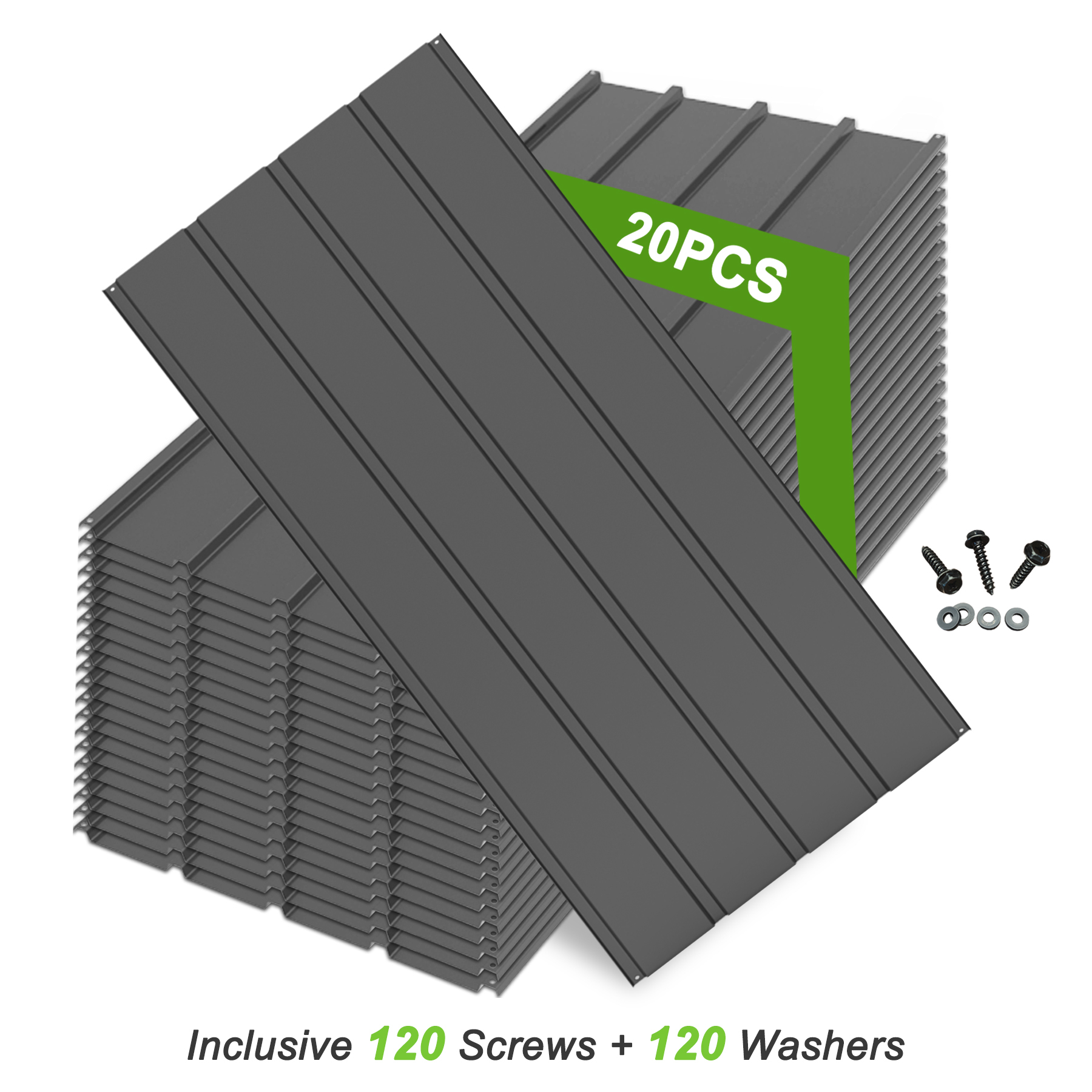 20-Piece Galvanized Metal Roofing Panels Kit - Corrugated Steel Siding Sheets for Shed, Pergola & Outdoor Storage