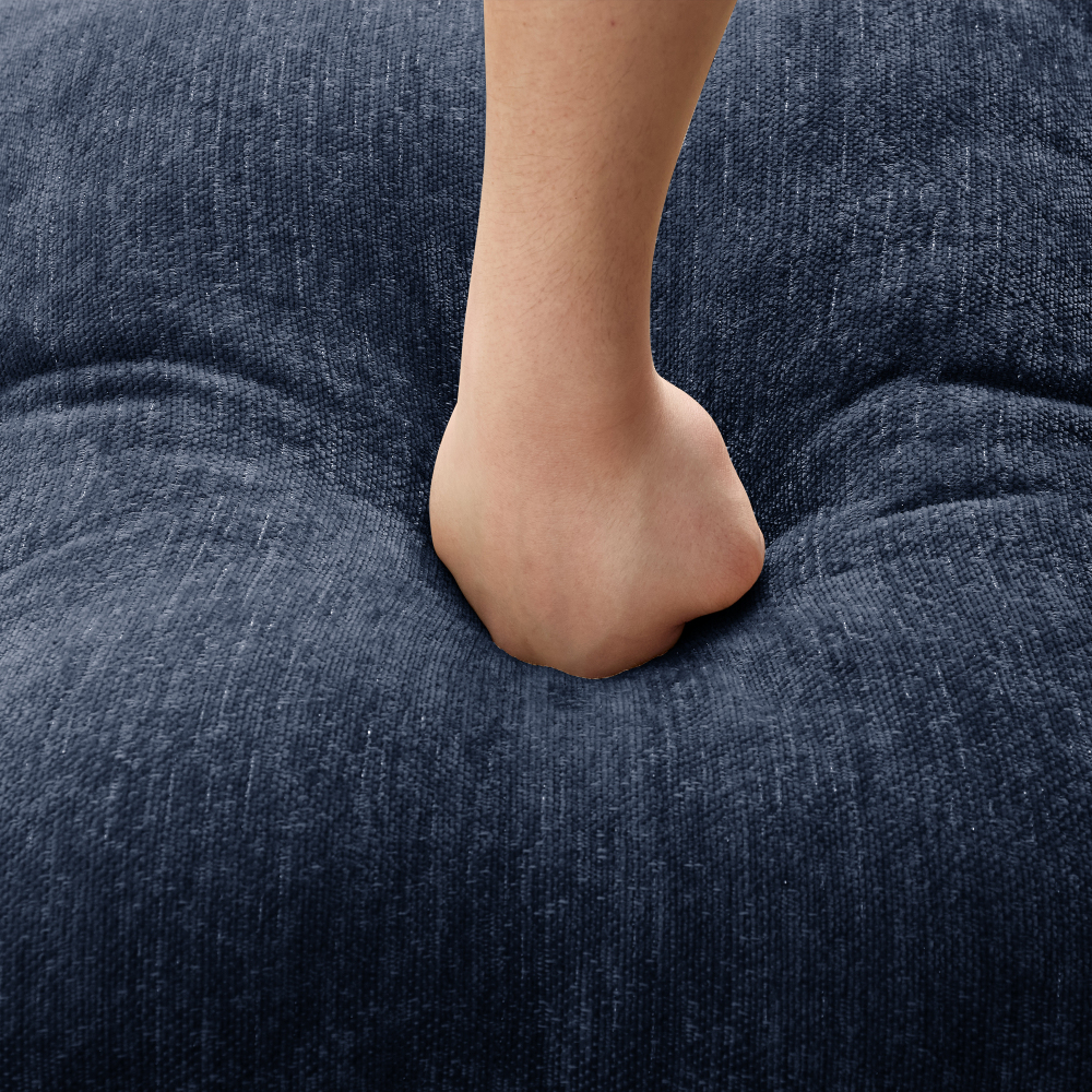 Classic Blue Chenille Modular Sofa Set with Removable Ruffle Skirts - Elegant 3-Seater & Loveseat Living Room Furniture