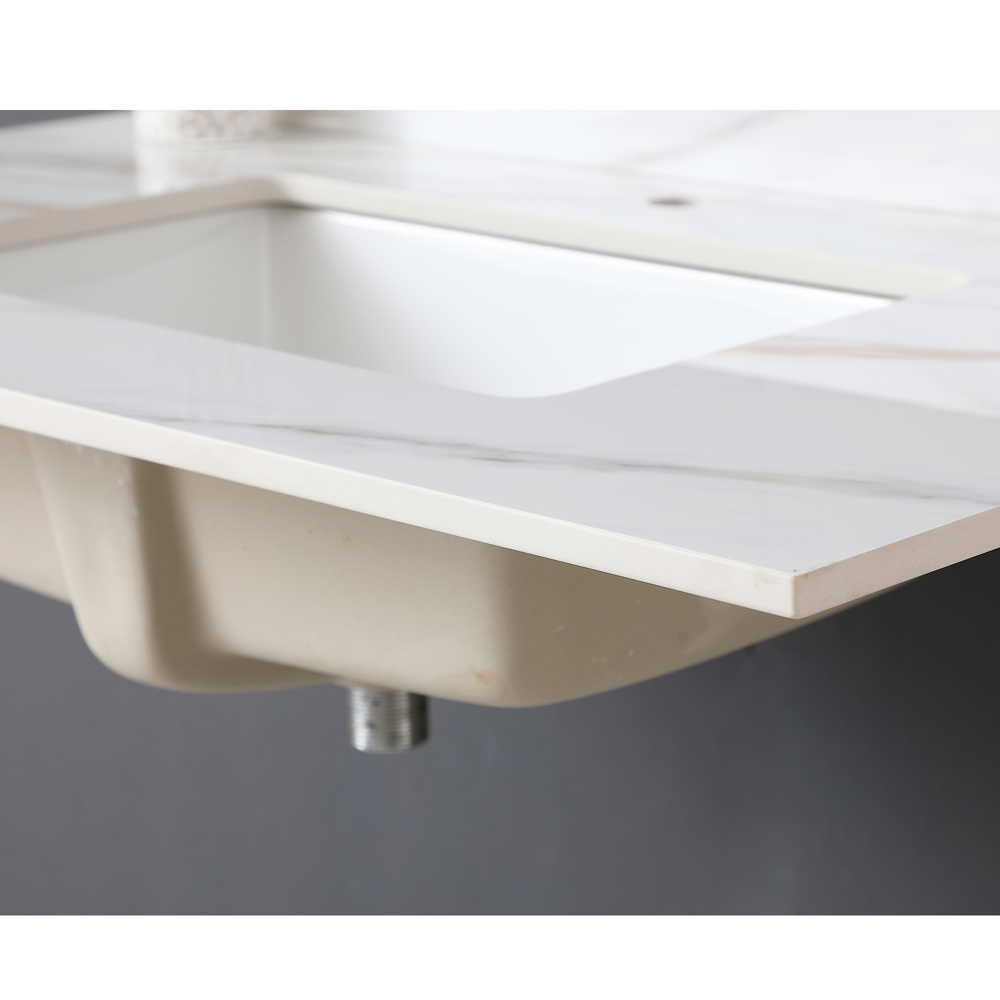 37" Sintered Stone Bathroom Vanity Top with Undermount Rectangular Sink - Carrara White Marble Countertop with 4" Backsplash