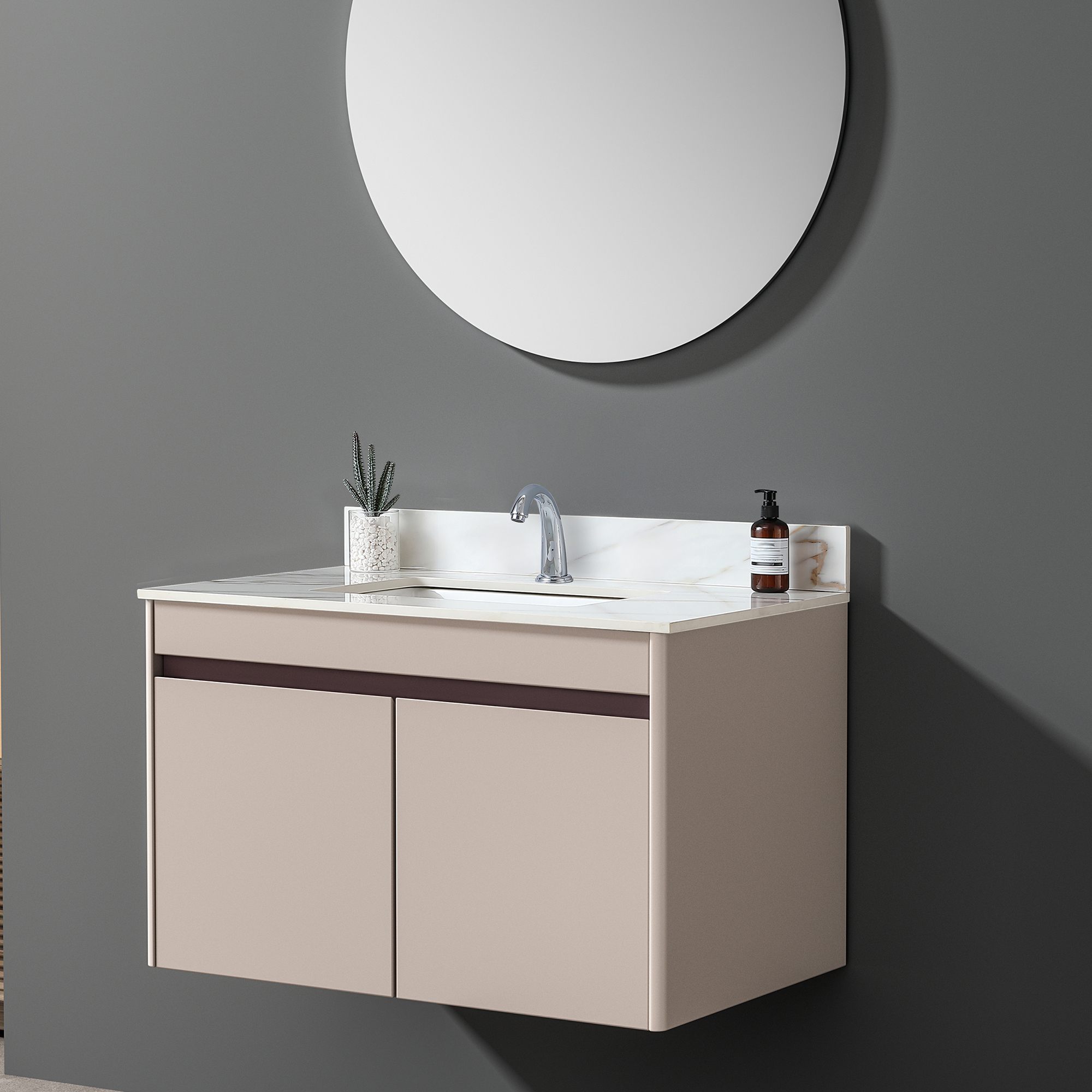 37" Sintered Stone Bathroom Vanity Top with Undermount Rectangular Sink - Carrara White Marble Countertop with 4" Backsplash