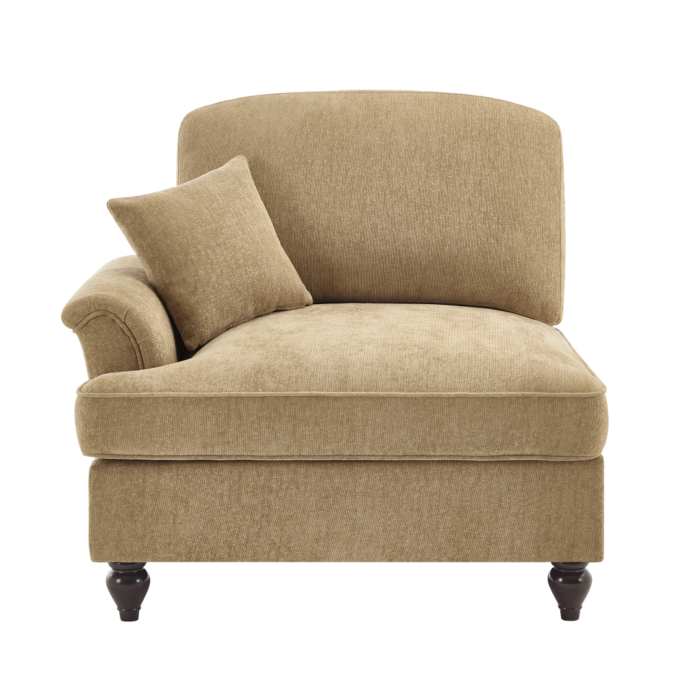 Versatile Chenille Armless Chair with Detachable Skirt & Throw Pillow - Light Coffee