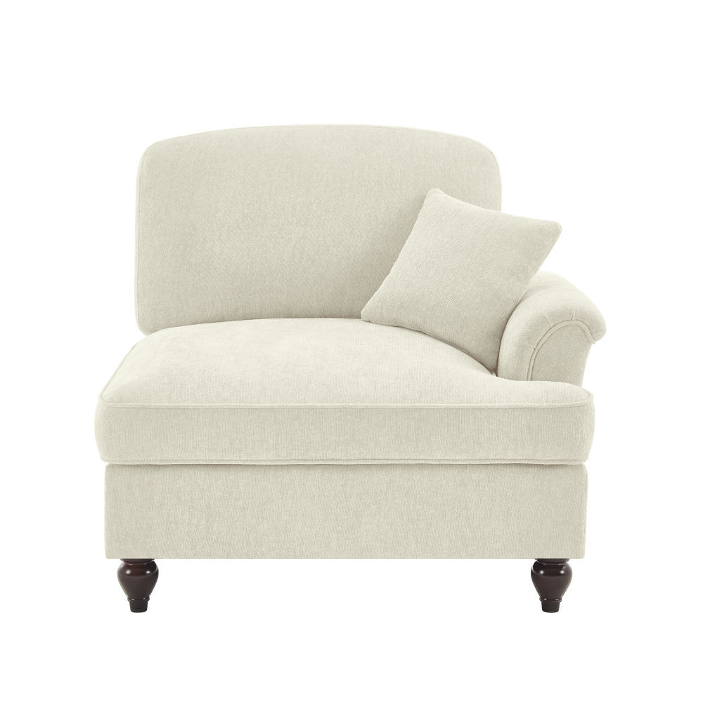 Elegant Chenille Modular Armchair with Detachable Skirt & Spindle Legs - Beige Cloud Couch for Living Room