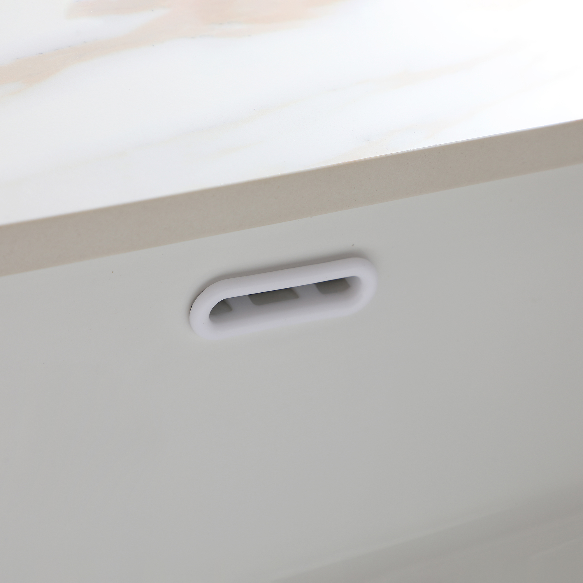 43 Inch Sintered Stone Vanity Top with Undermount Rectangular Sink, Carrara White Marble Bathroom Countertop with 4-Inch Backsplash & Pre-Drilled Faucet Holes