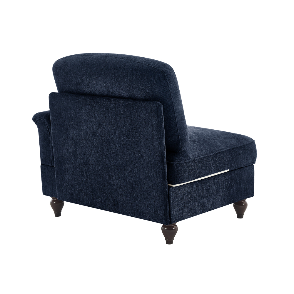 Chenille Upholstered Right-Facing Loveseat Sectional Sofa with Lumbar Pillow - Blue