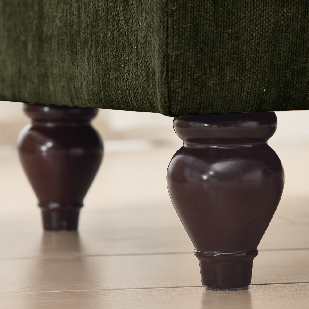 Classic Green Chenille U-Shaped Modular Sectional Sofa with Removable Ruffle Skirt & Flared Arms