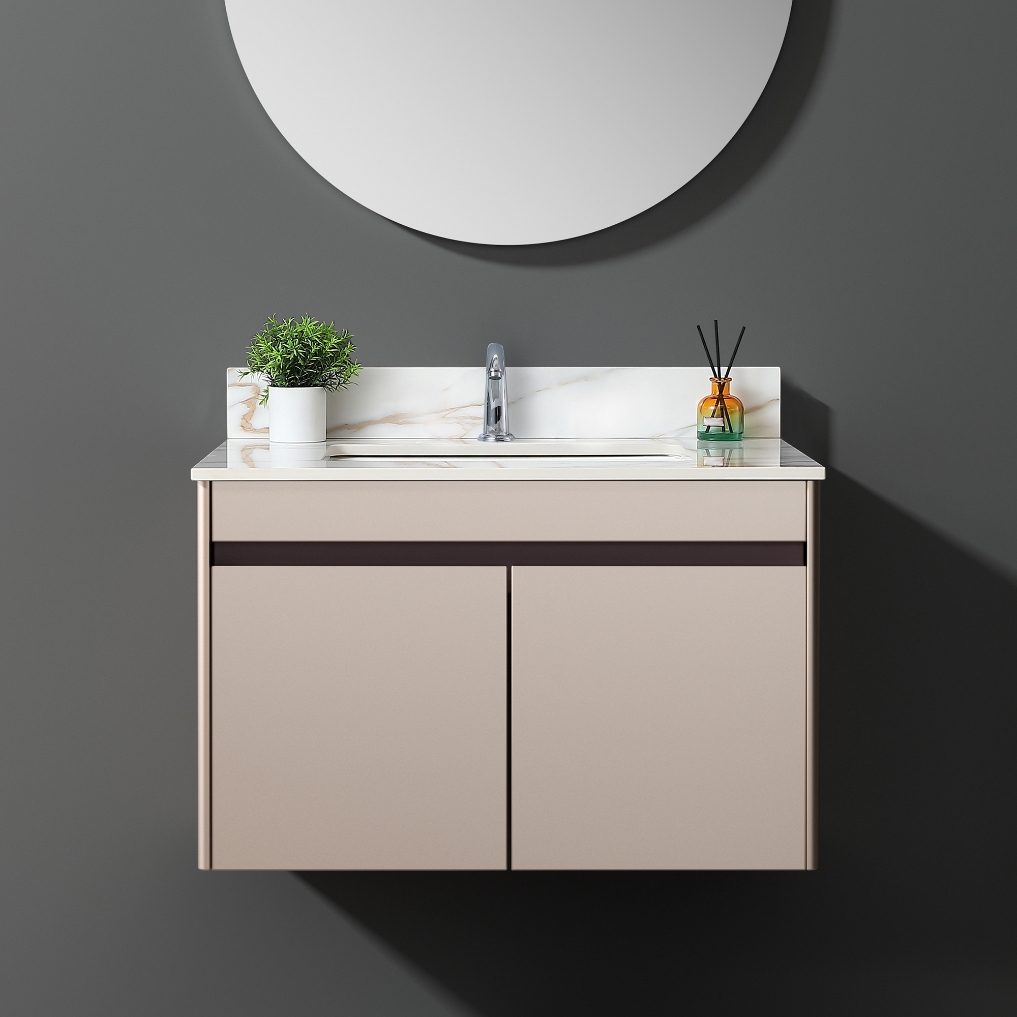 31" Sintered Stone Bathroom Vanity Top with Undermount Rectangular Sink - Carrara White Marble Countertop with 4" Backsplash
