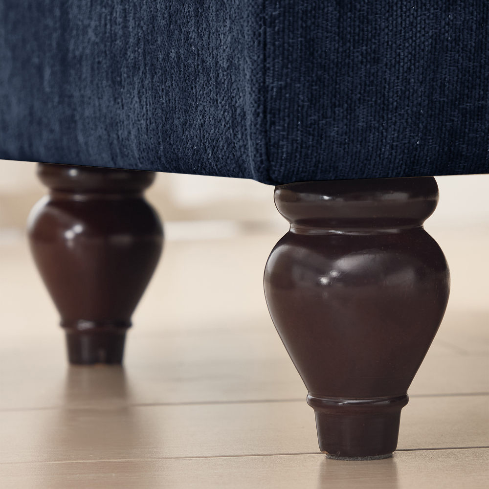 Classic Blue Chenille Modular Sofa Set with Removable Ruffle Skirts - Elegant 3-Seater & Loveseat Living Room Furniture