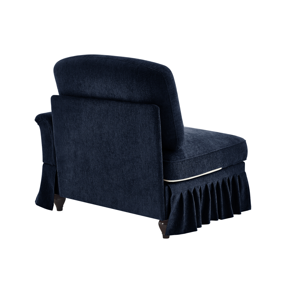 Chenille Upholstered Right-Facing Loveseat Sectional Sofa with Lumbar Pillow - Blue