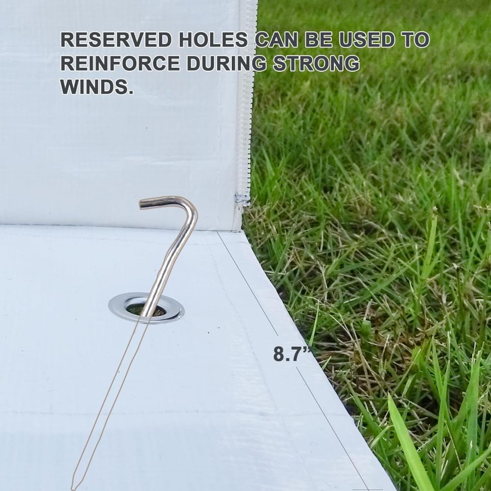White Waterproof Winter Gazebo Enclosure Cover with Zippered Door & Mesh Windows for 8'x8' Metal Patio Canopy