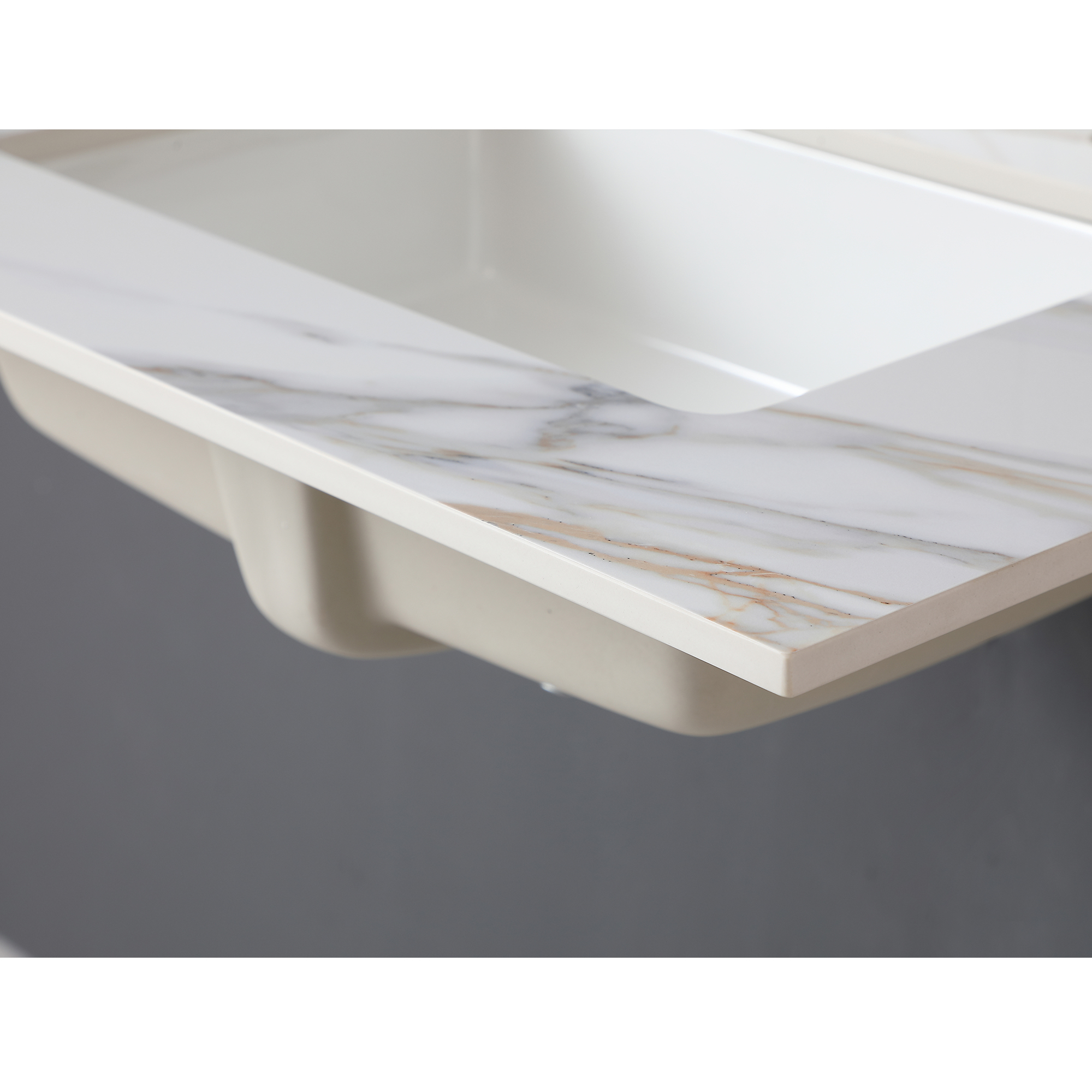 31 Inch Carrara White Sintered Stone Vanity Top with Undermount Rectangular Sink, Pre-Drilled for 8" Faucet Spread, Elegant Marble Bathroom Countertop