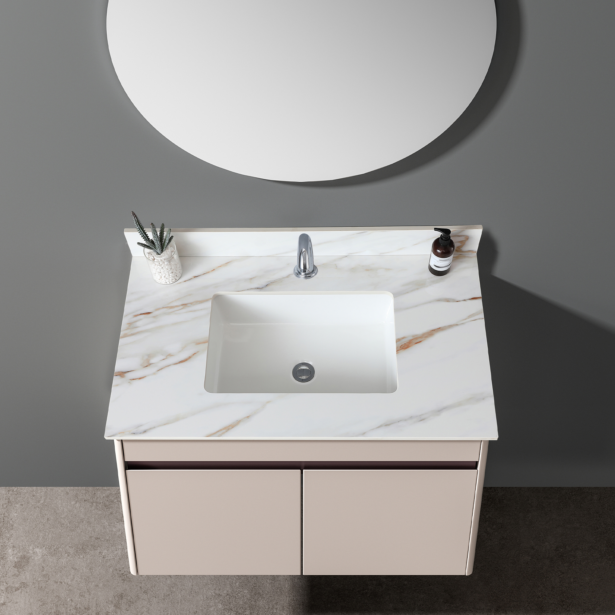 37" Sintered Stone Bathroom Vanity Top with Undermount Rectangular Sink - Carrara White Marble Countertop with 4" Backsplash