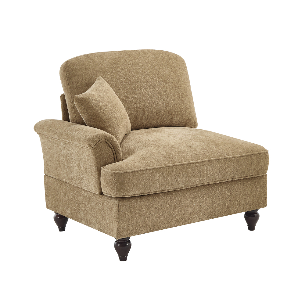 Versatile Chenille Armless Chair with Detachable Skirt & Throw Pillow - Light Coffee
