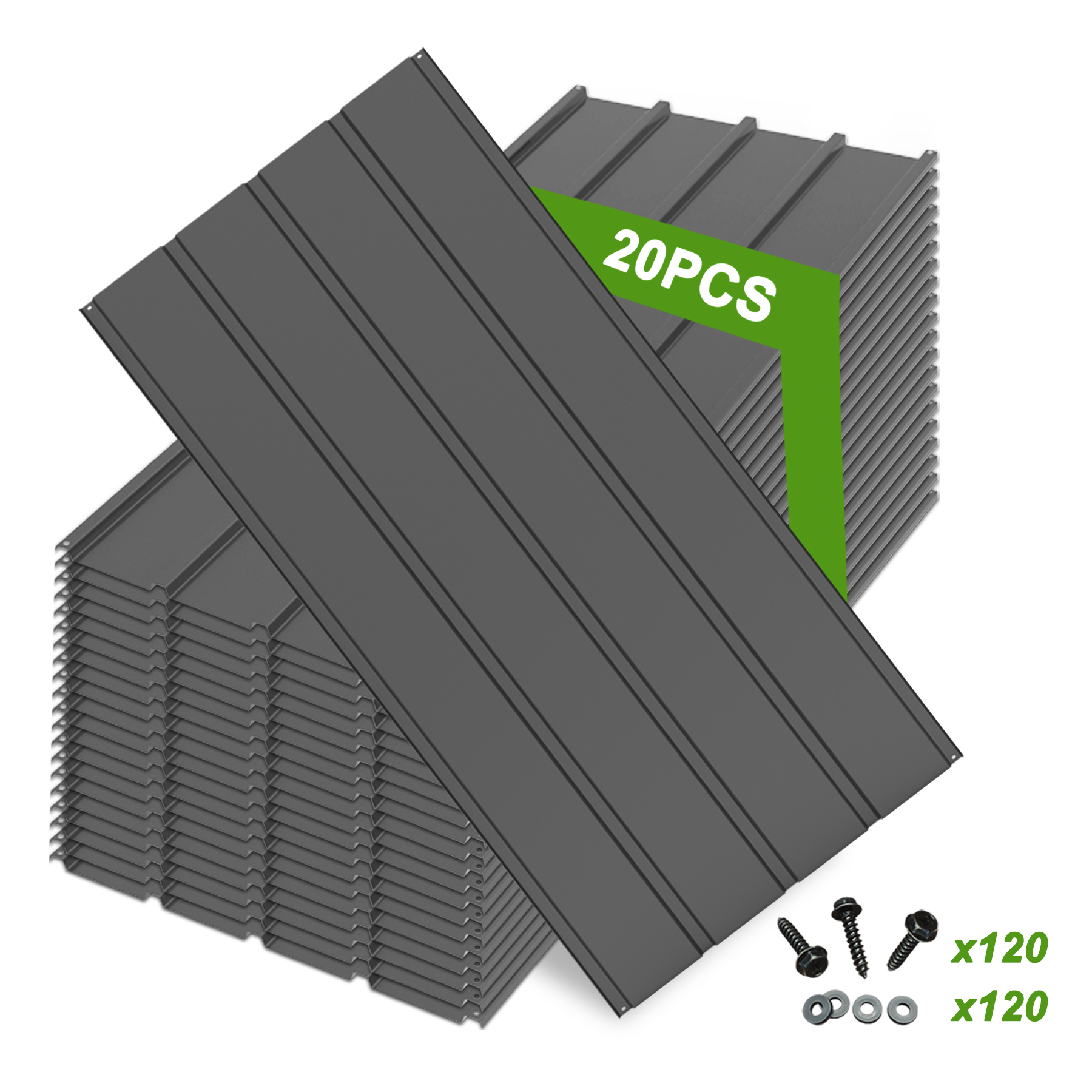 20-Piece Galvanized Metal Roofing Panels Kit - Corrugated Steel Siding Sheets for Shed, Pergola & Outdoor Storage
