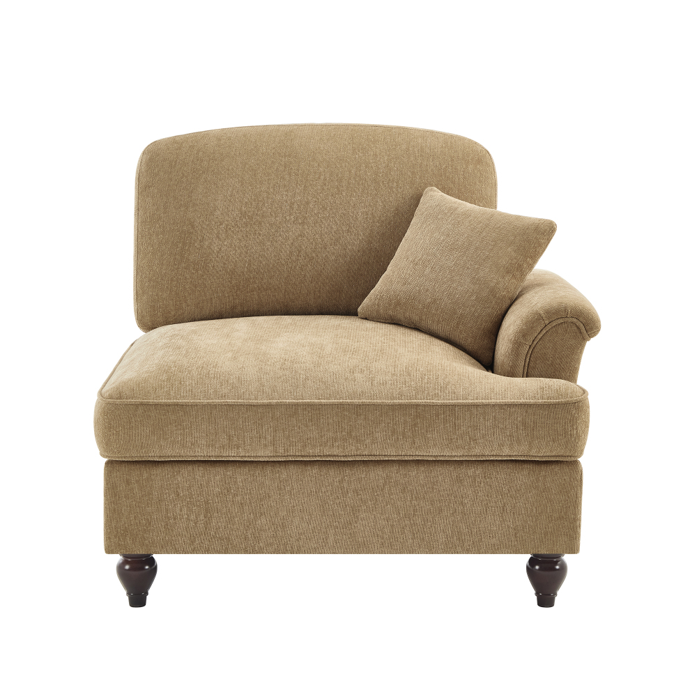 Elegant Light Coffee Chenille Armchair with Detachable Skirt & Spindle Legs - Transitional Style Living Room Accent Chair