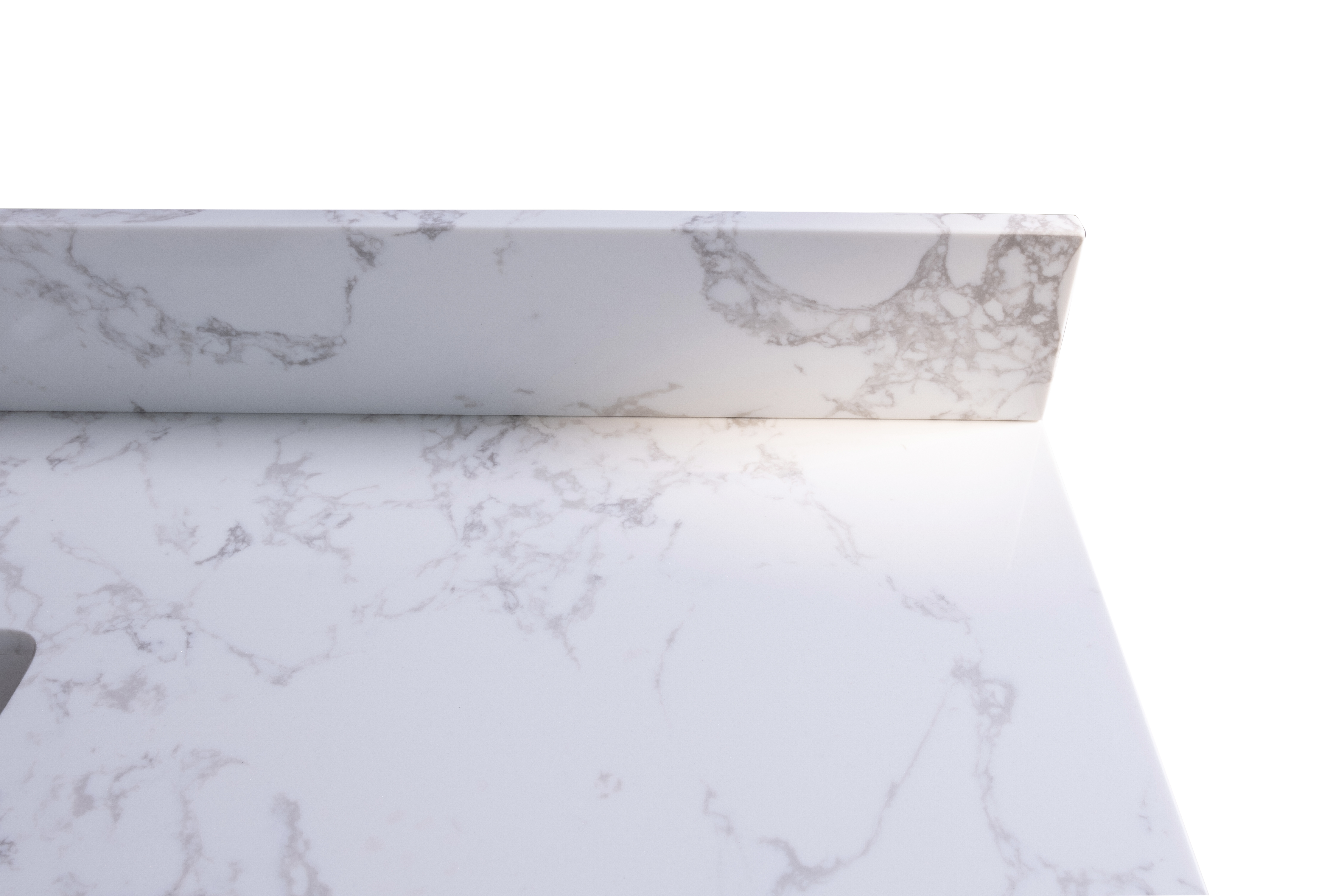 Montary 37" Carrara White Engineered Stone Bathroom Vanity Top with Undermount Sink and Backsplash