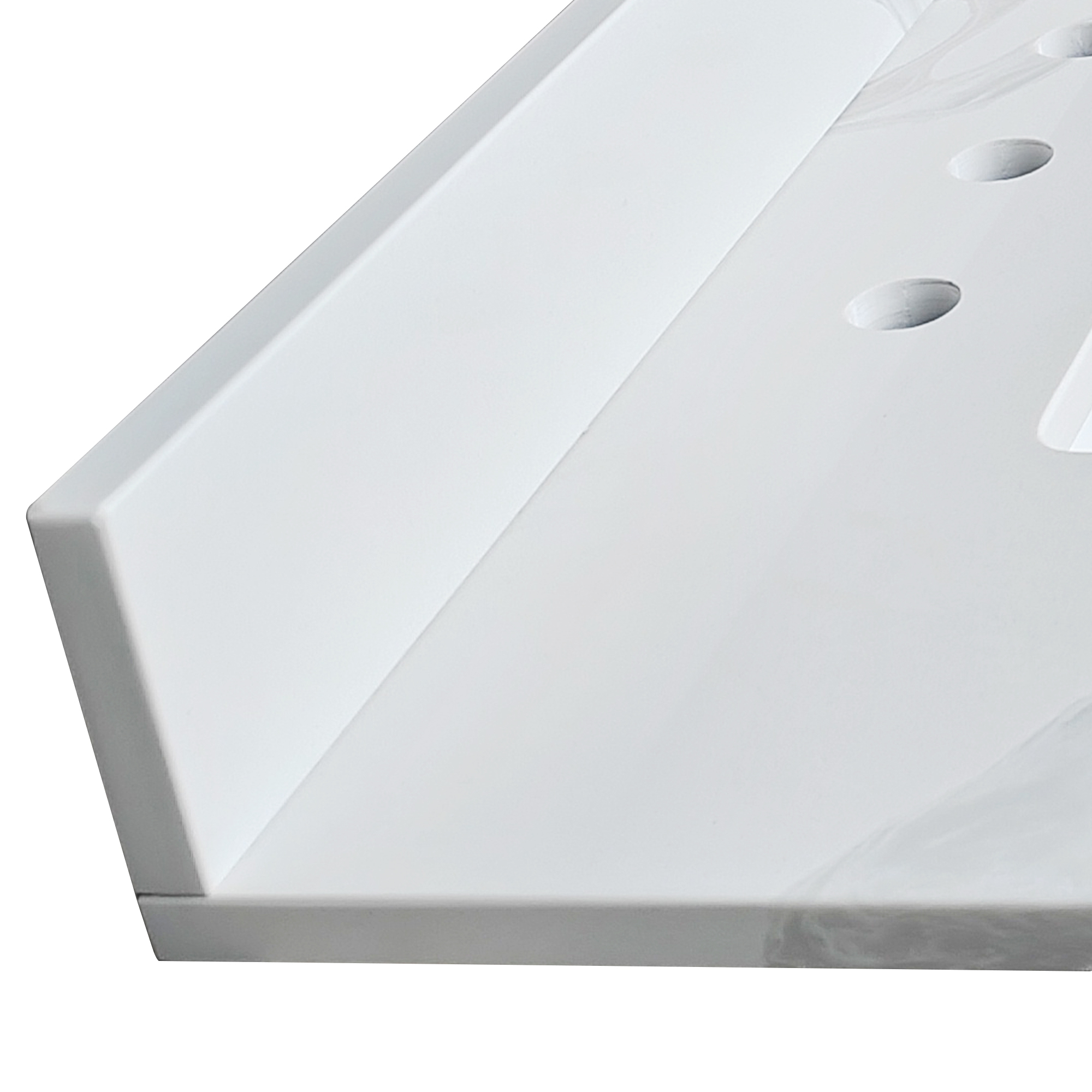31-Inch Carrara White Quartz Bathroom Vanity Top with Undermount Sink, Pre-Drilled Faucet Holes & Backsplash