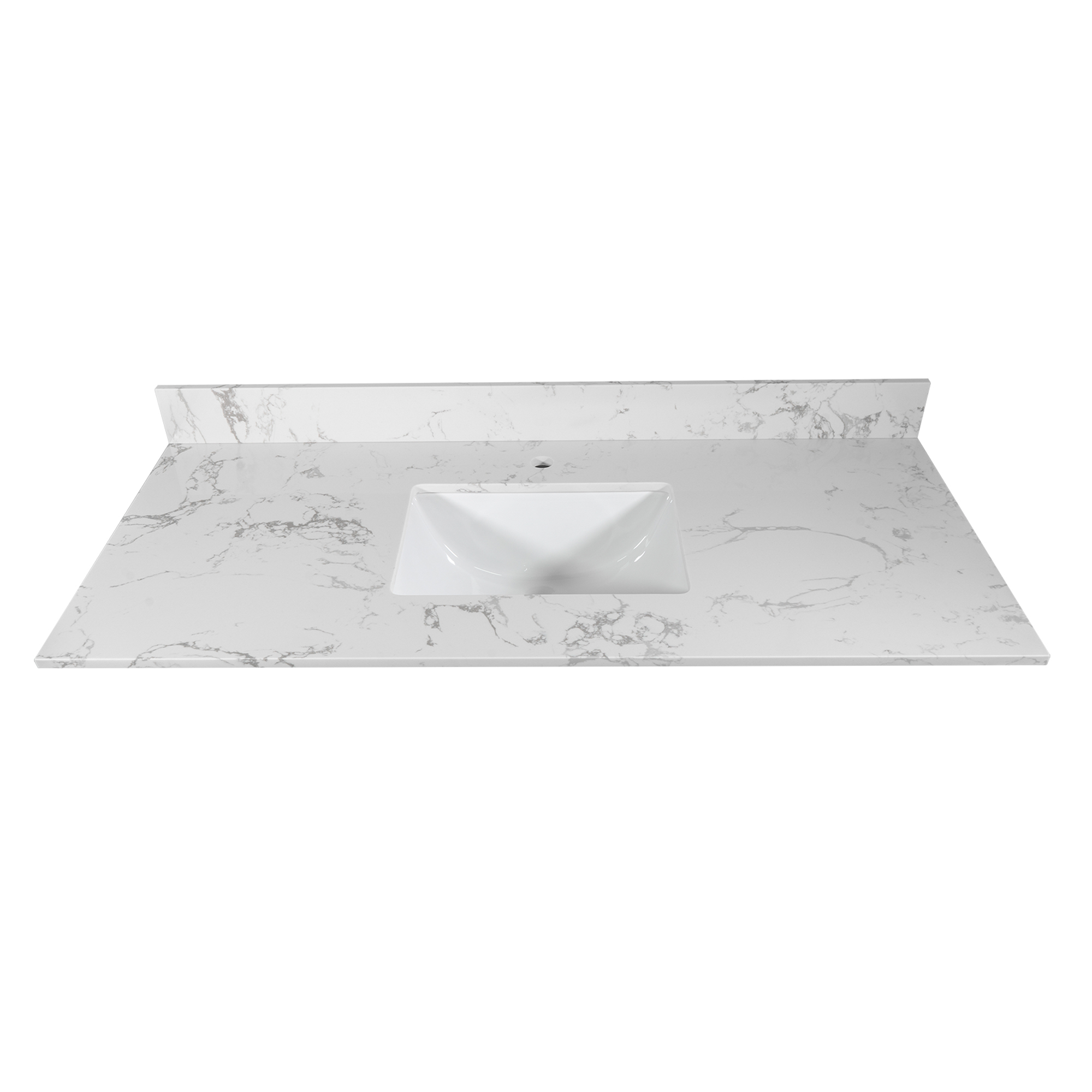 Montary 43" White Marble Bathroom Vanity Top with Undermount Sink and Backsplash - Engineered Stone Countertop for Modern Bathrooms