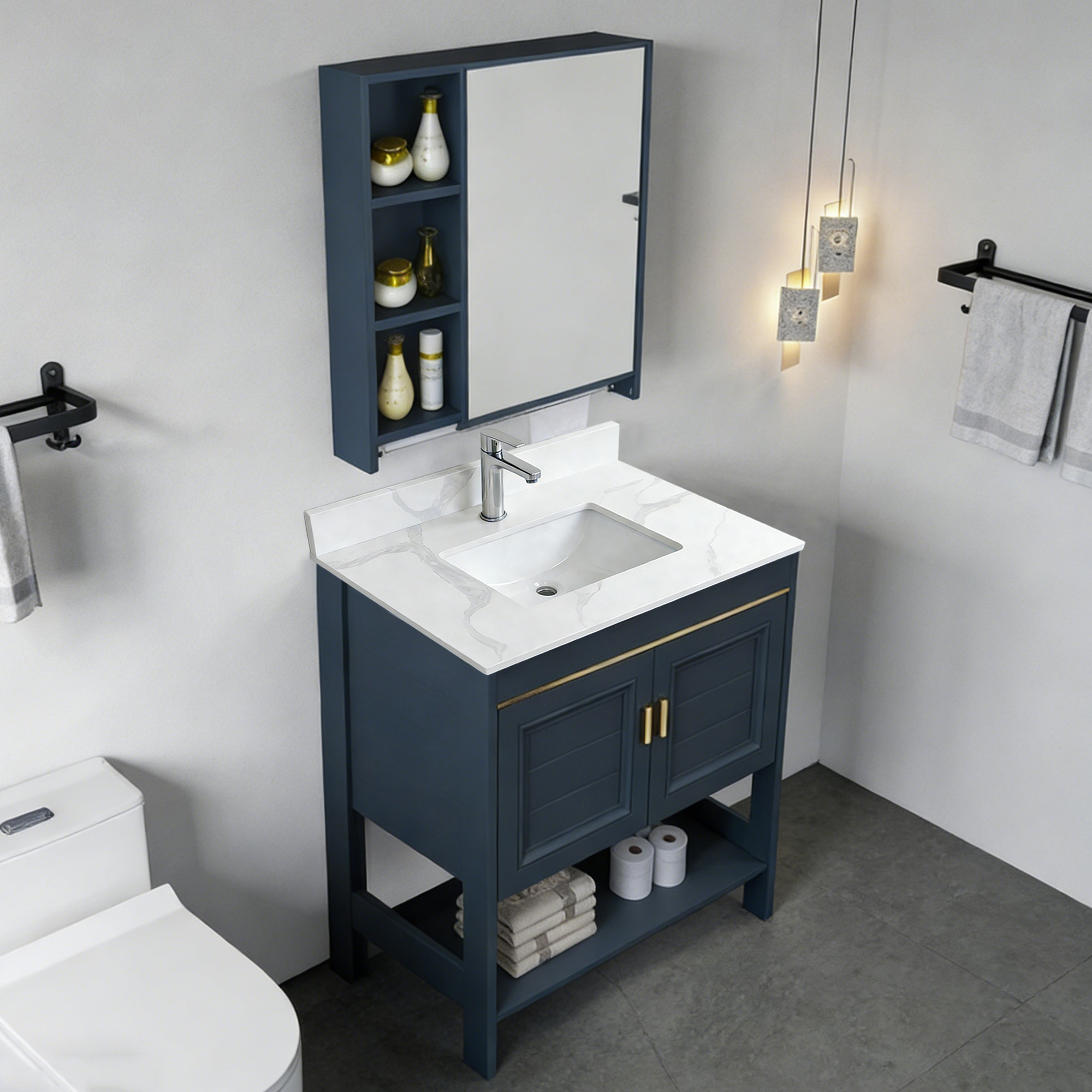 31-Inch Carrara White Quartz Bathroom Vanity Top with Undermount Sink, Pre-Drilled Faucet Hole & 4" Backsplash