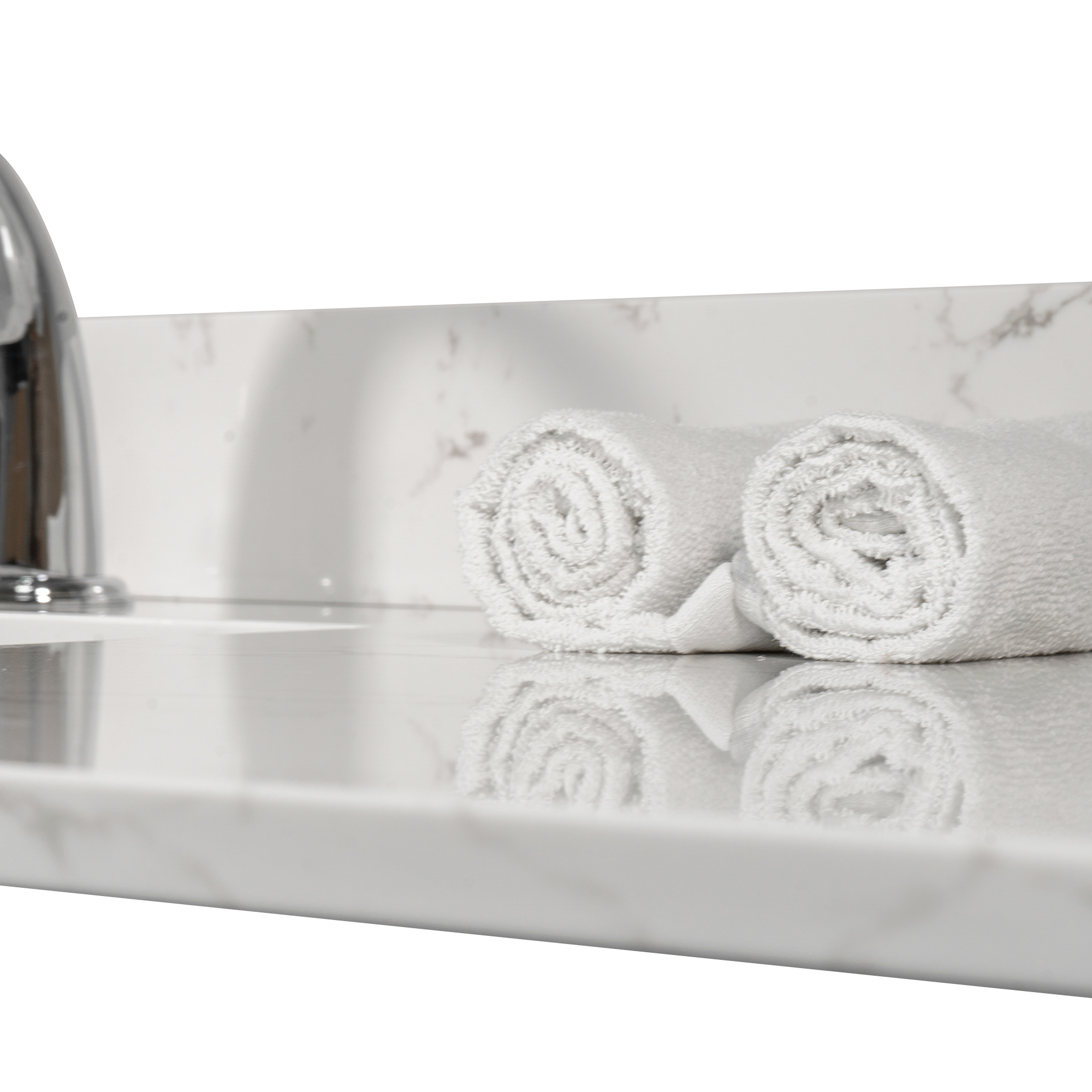 Montary 43" White Marble Bathroom Vanity Top with Undermount Sink and Backsplash - Engineered Stone Countertop for Modern Bathrooms