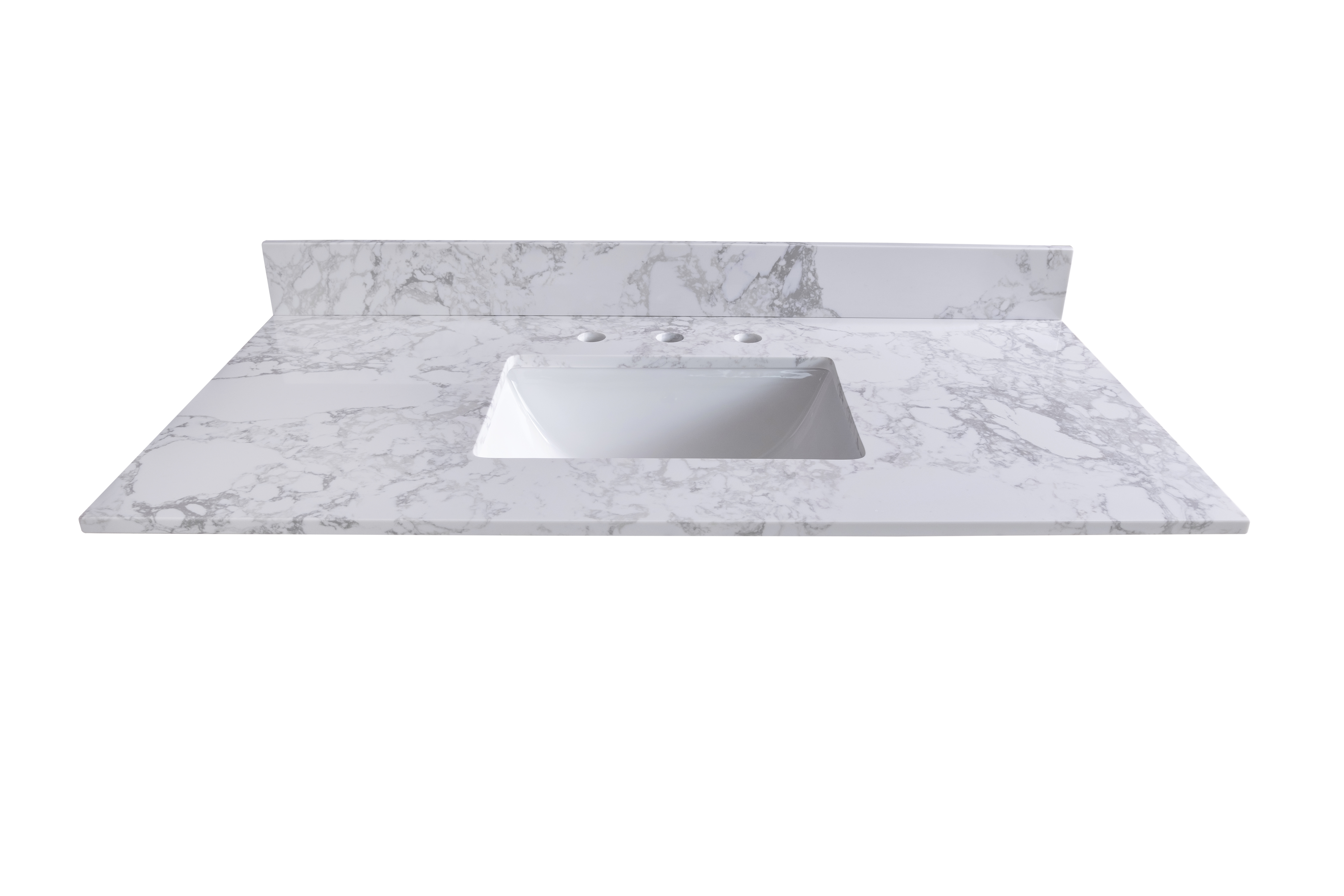 Montary Carrara White Engineered Stone Vanity Top Side Backsplash - Elegant Marble Look Bathroom Accent