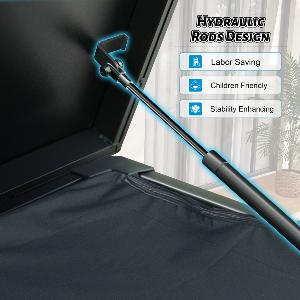 200 Gallon Large Metal Outdoor Storage Box with Waterproof Liner - Lockable Gray Deck Box for Patio, Garden & Poolside