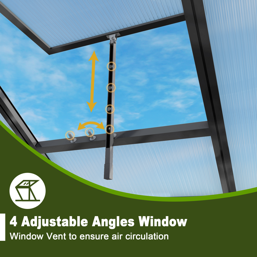 6x6FT Walk-in Outdoor Greenhouse - Heavy Duty Aluminum Frame Polycarbonate Garden House with Adjustable Vents & UV Protection for Backyard
