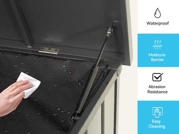 200 Gallon Large Metal Outdoor Storage Box with Waterproof Liner - Lockable Gray Deck Box for Patio, Garden & Poolside