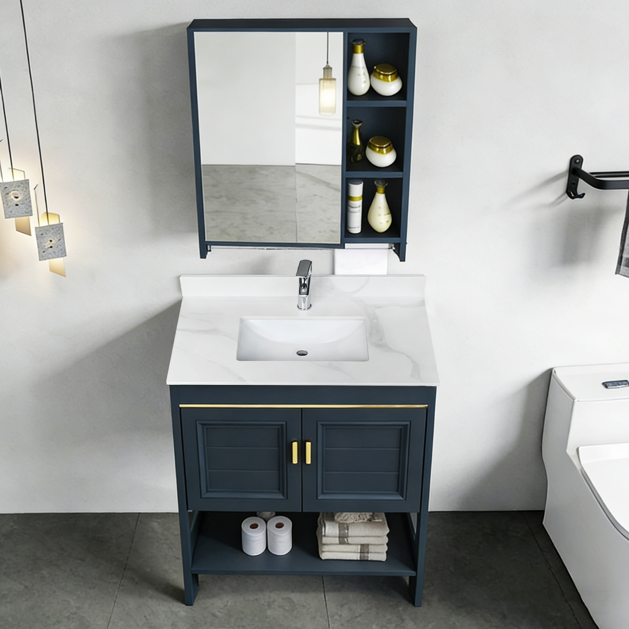 31-Inch Carrara White Quartz Bathroom Vanity Top with Undermount Sink, Pre-Drilled Faucet Hole & 4" Backsplash
