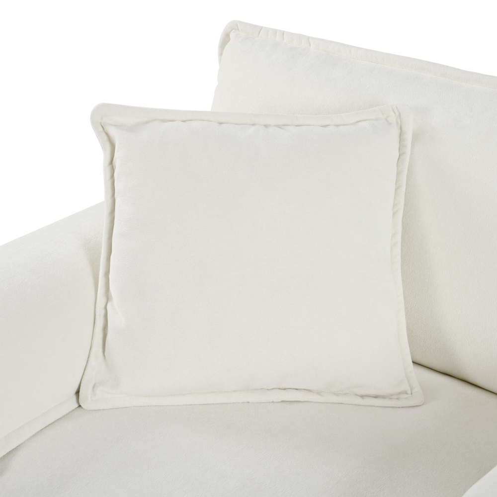 Modern Chenille Oversized Recliner Chair with Movable Ottoman - Modular Beige Lounge Sofa for Living Room & Bedroom