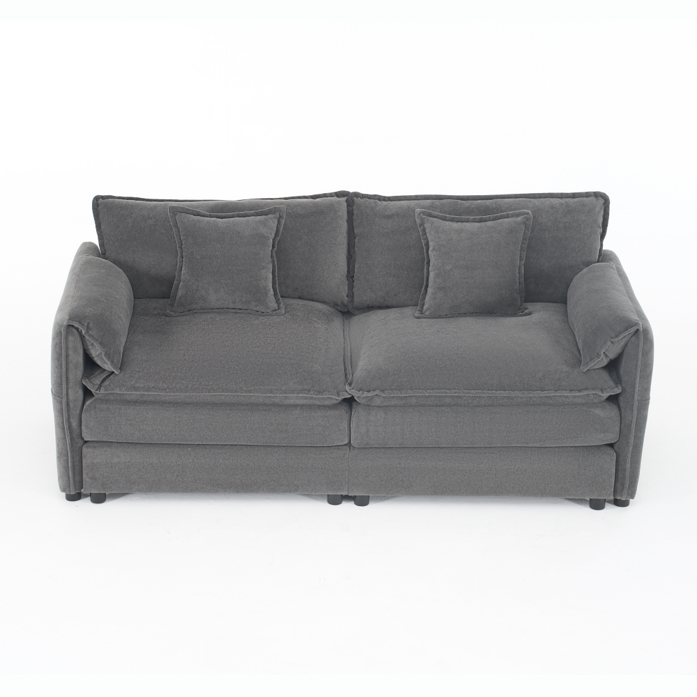 Oversized Chenille Loveseat Sofa with Deep Seat, Modern Cloud Couch for Living Room & Bedroom, Grey