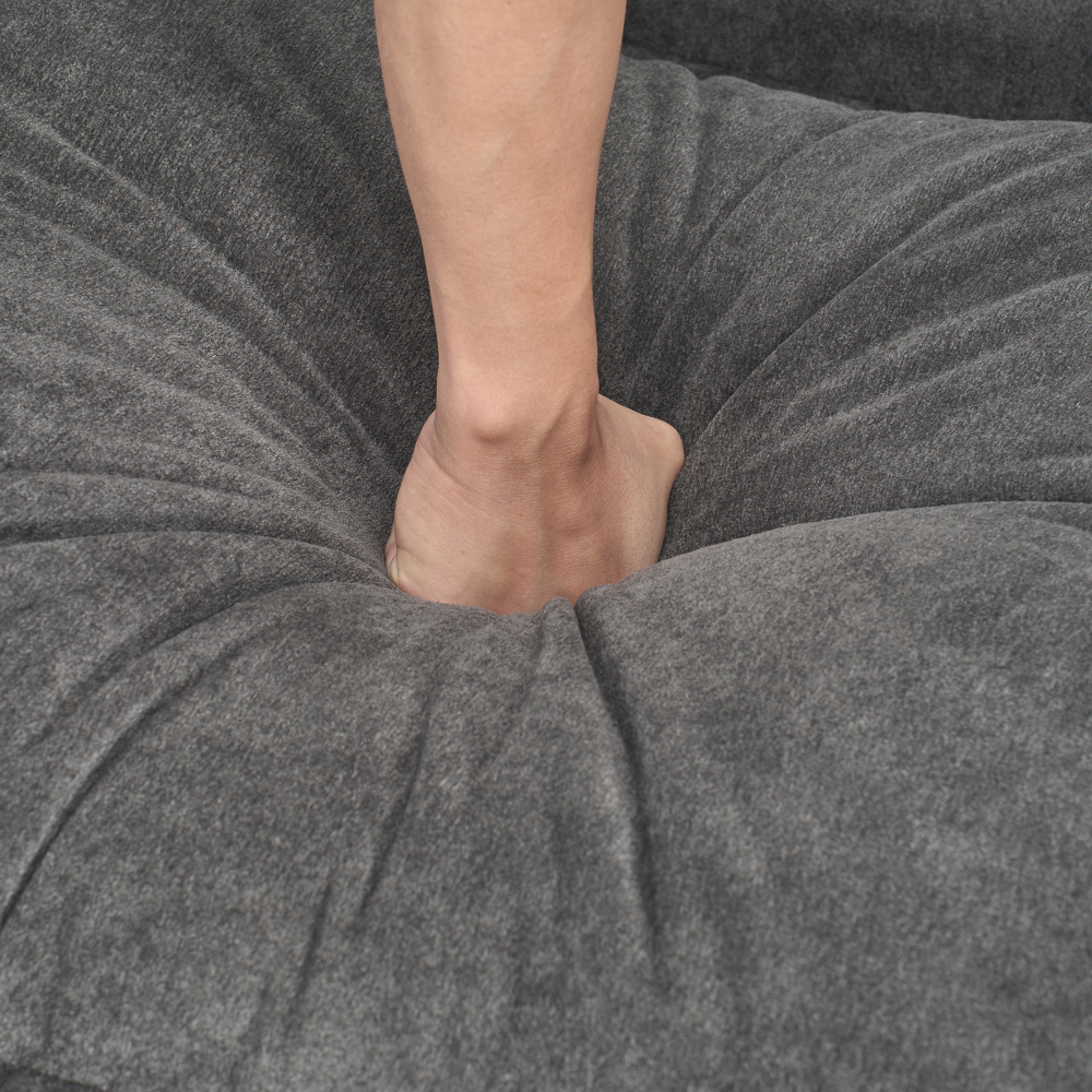 Set of 2 Oversized Chenille Accent Chairs - Modern Grey Single Sofa Armchairs with Deep Seat for Living Room & Bedroom