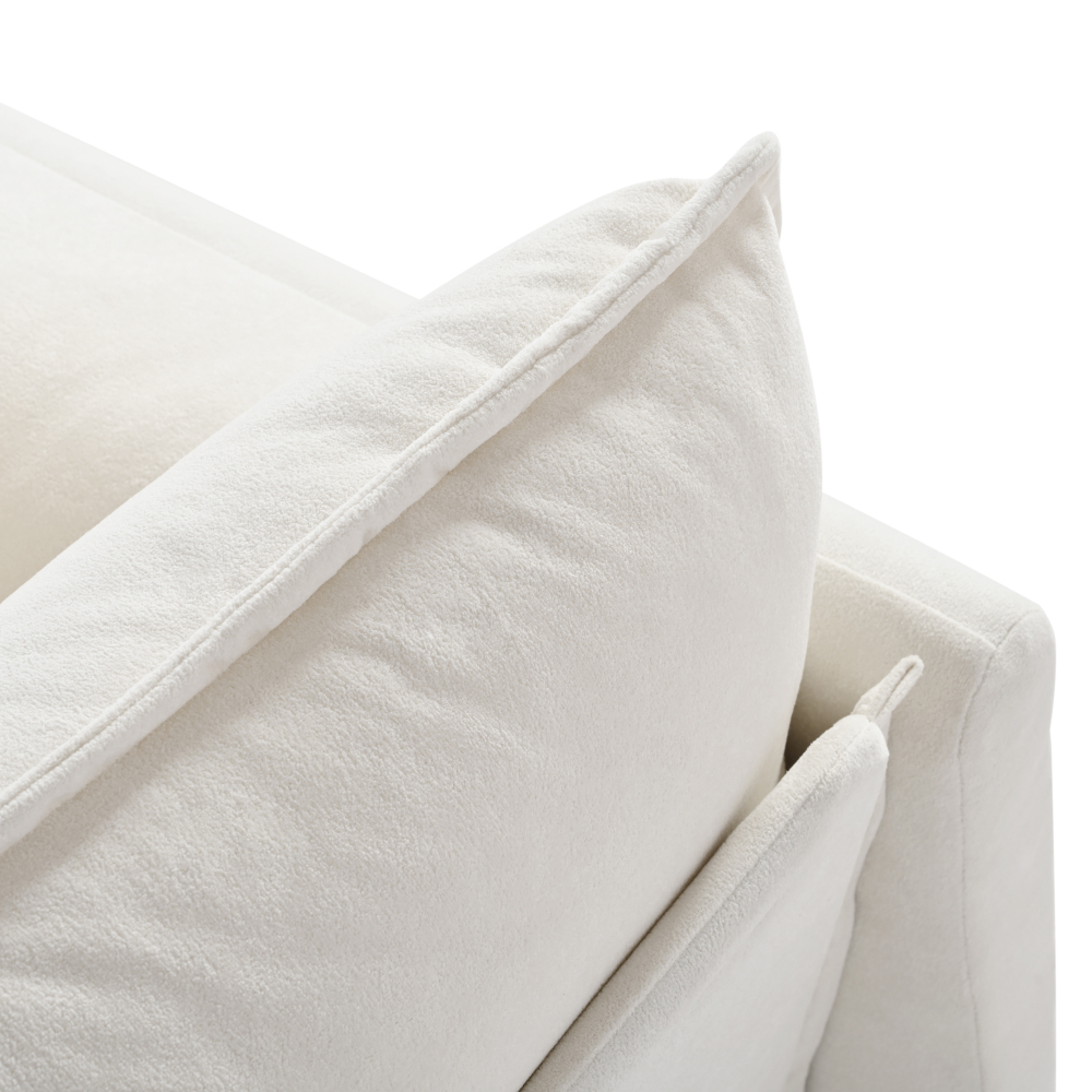 Modern Chenille Oversized Recliner Chair with Movable Ottoman - Modular Beige Lounge Sofa for Living Room & Bedroom