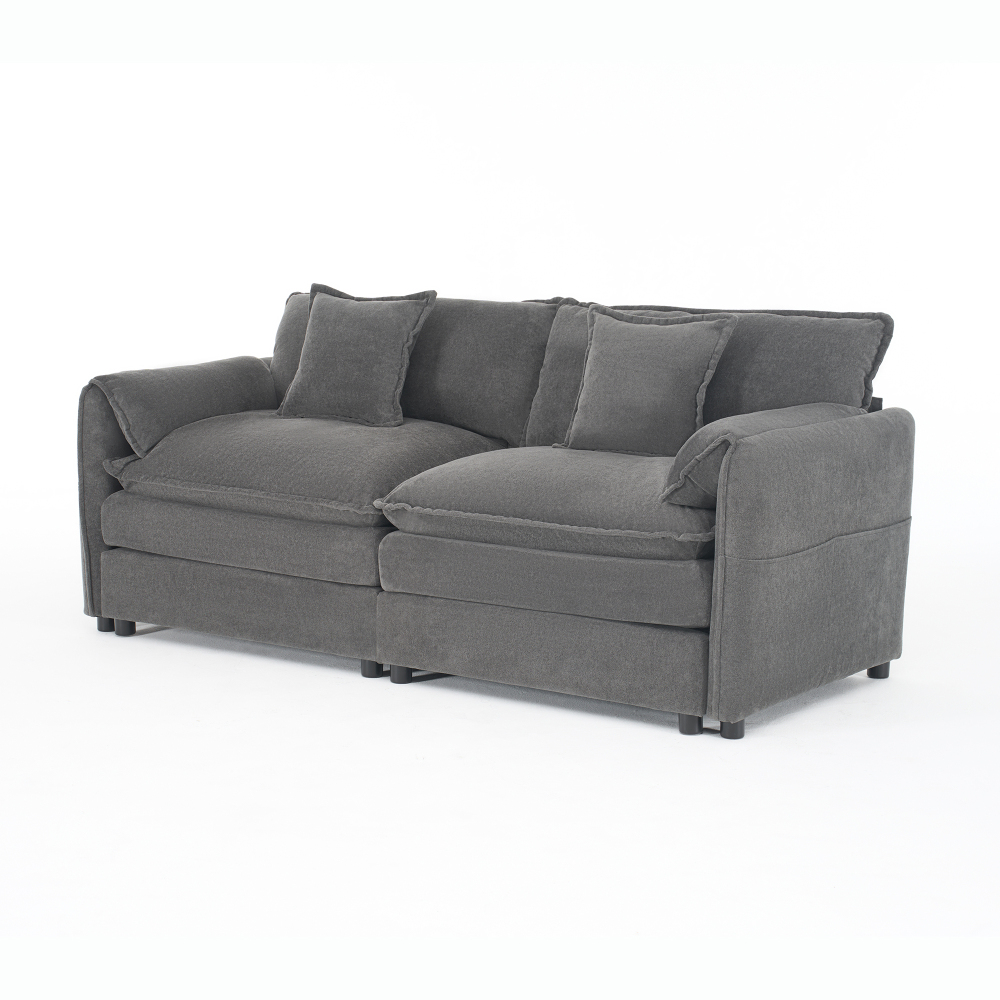 Oversized Chenille Loveseat Sofa with Deep Seat, Modern Cloud Couch for Living Room & Bedroom, Grey