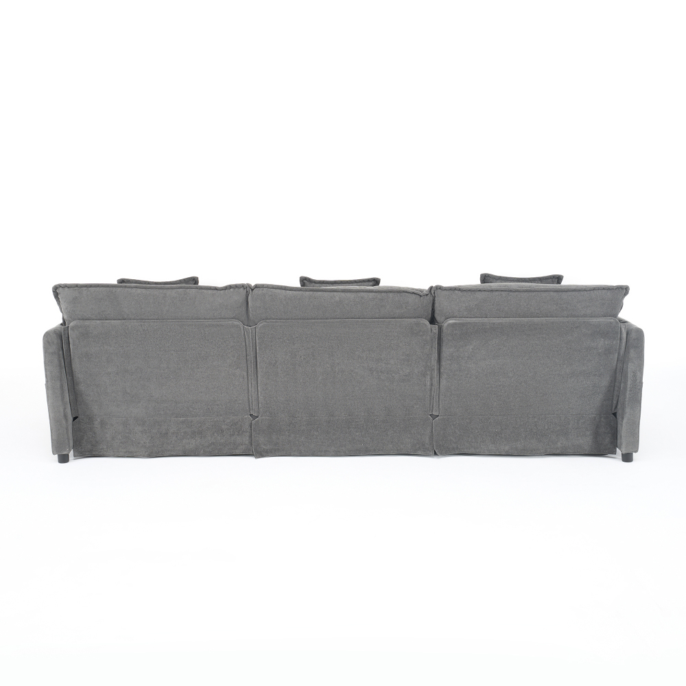 Oversized Deep Seat Sectional Sofa - Modern Chenille Cloud Couch, Large 3 Seater Modular Living Room Furniture with Pillows