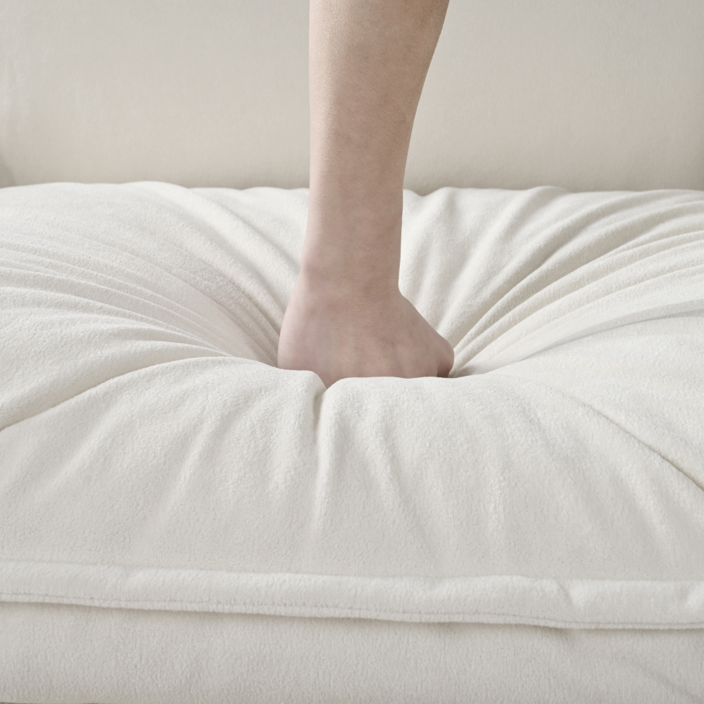 Modern Chenille Oversized Recliner Chair with Movable Ottoman - Modular Beige Lounge Sofa for Living Room & Bedroom