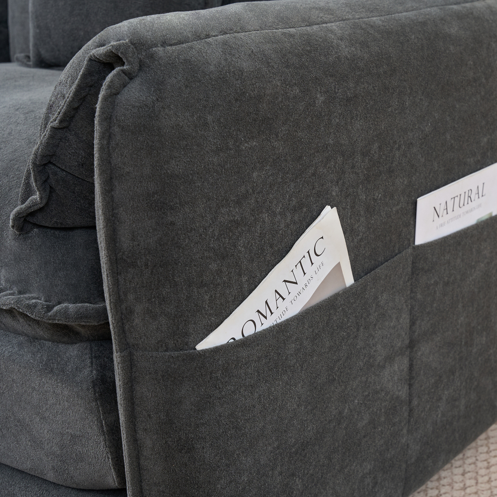 Oversized Chenille Loveseat Sofa with Deep Seat, Modern Cloud Couch for Living Room & Bedroom, Grey