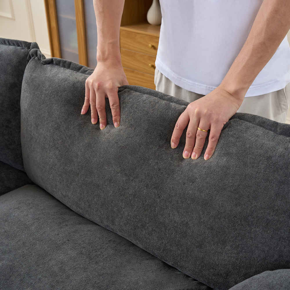 Oversized Chenille Loveseat Sofa with Deep Seat, Modern Cloud Couch for Living Room & Bedroom, Grey