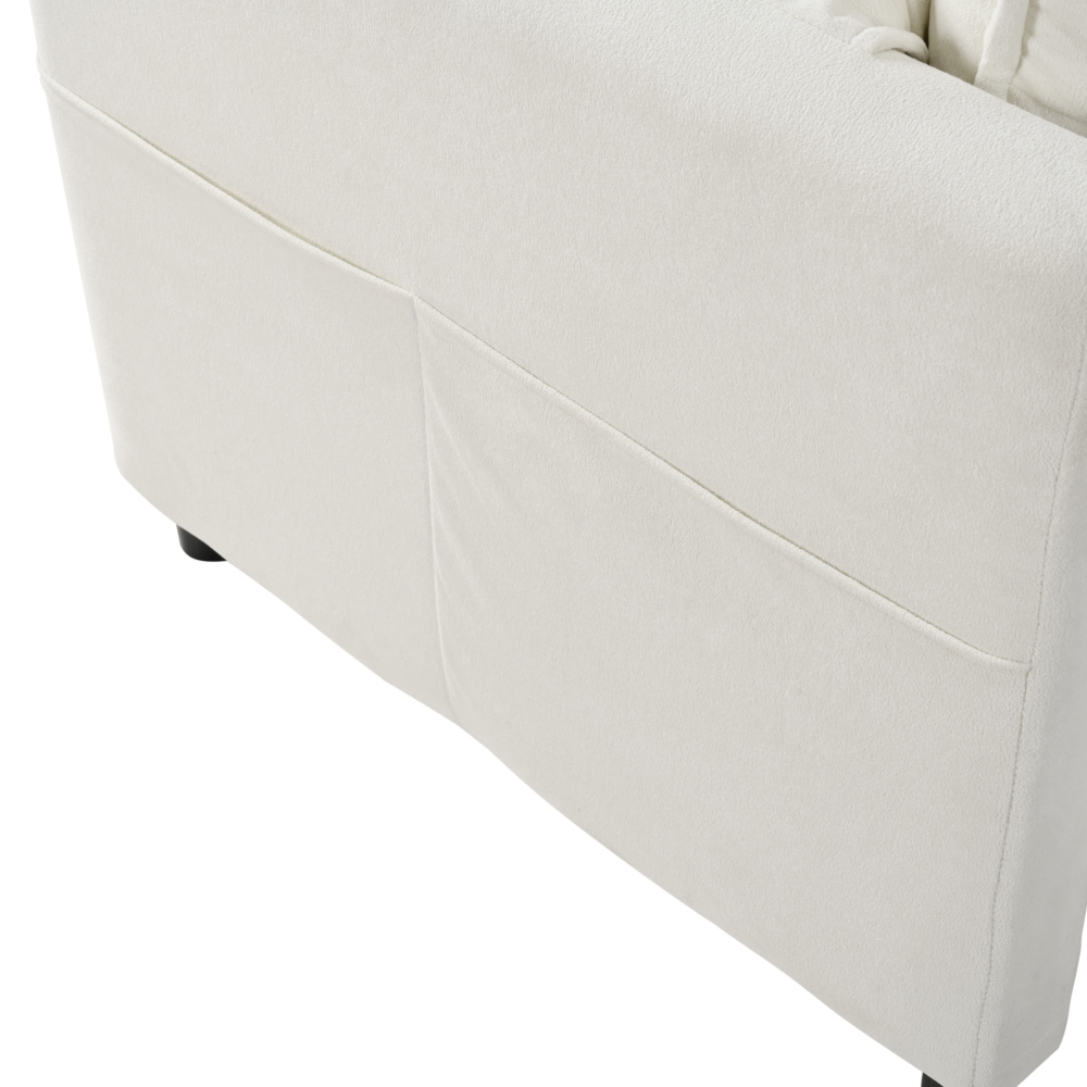 Modern Chenille Oversized Recliner Chair with Movable Ottoman - Modular Beige Lounge Sofa for Living Room & Bedroom