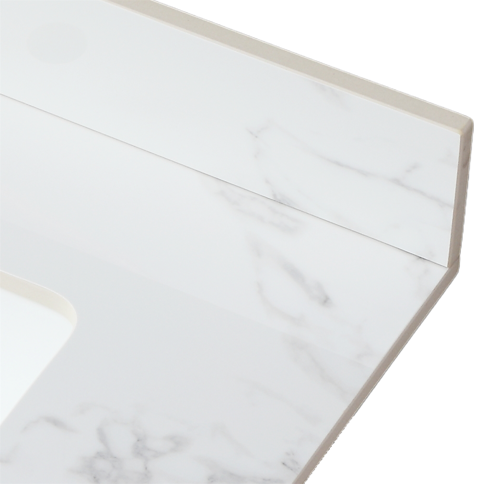 31"x22" Sintered Stone Bathroom Vanity Top with Rectangular Undermount Ceramic Sink & Backsplash – Carrara White Countertop for Modern & Traditional Vanities