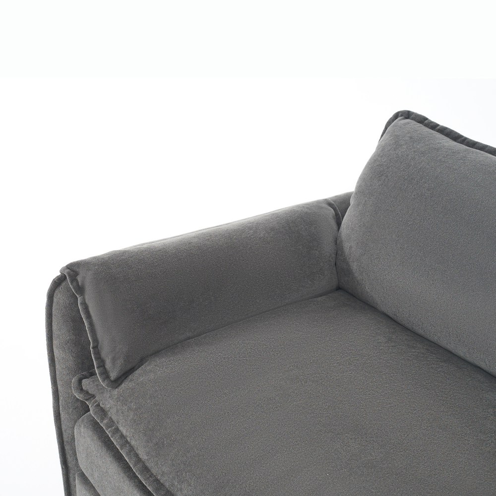 Set of 2 Oversized Chenille Accent Chairs - Modern Grey Single Sofa Armchairs with Deep Seat for Living Room & Bedroom