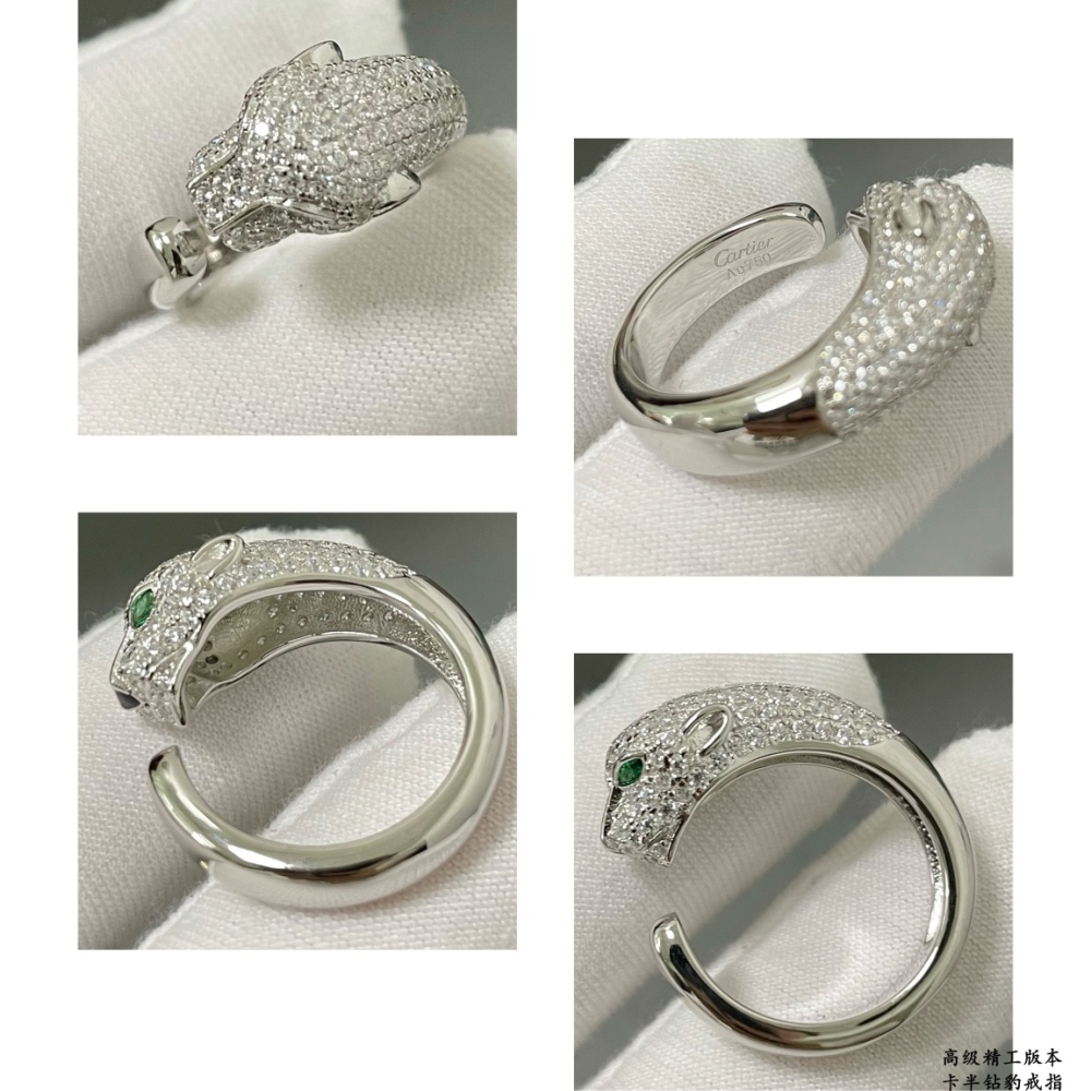 Cartier.Half Diamond Leopard Ring! Unisex