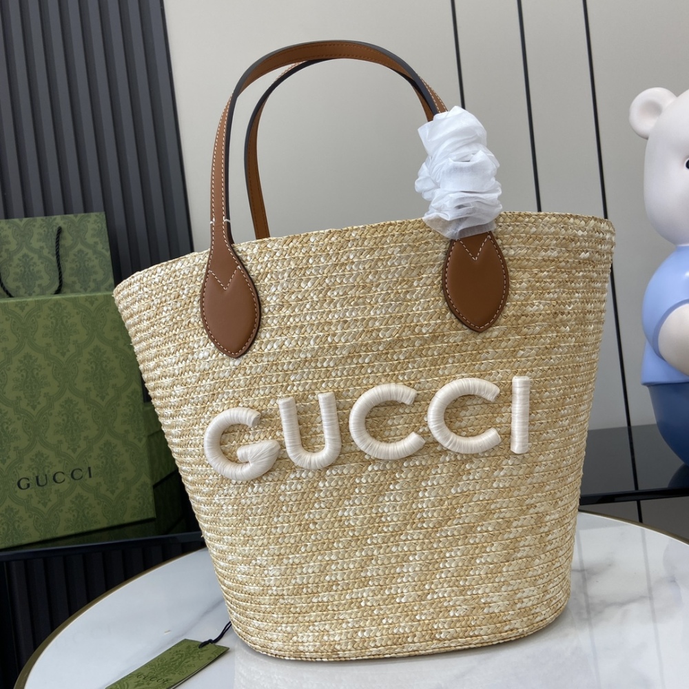 GG Super Straw Effect Handbag