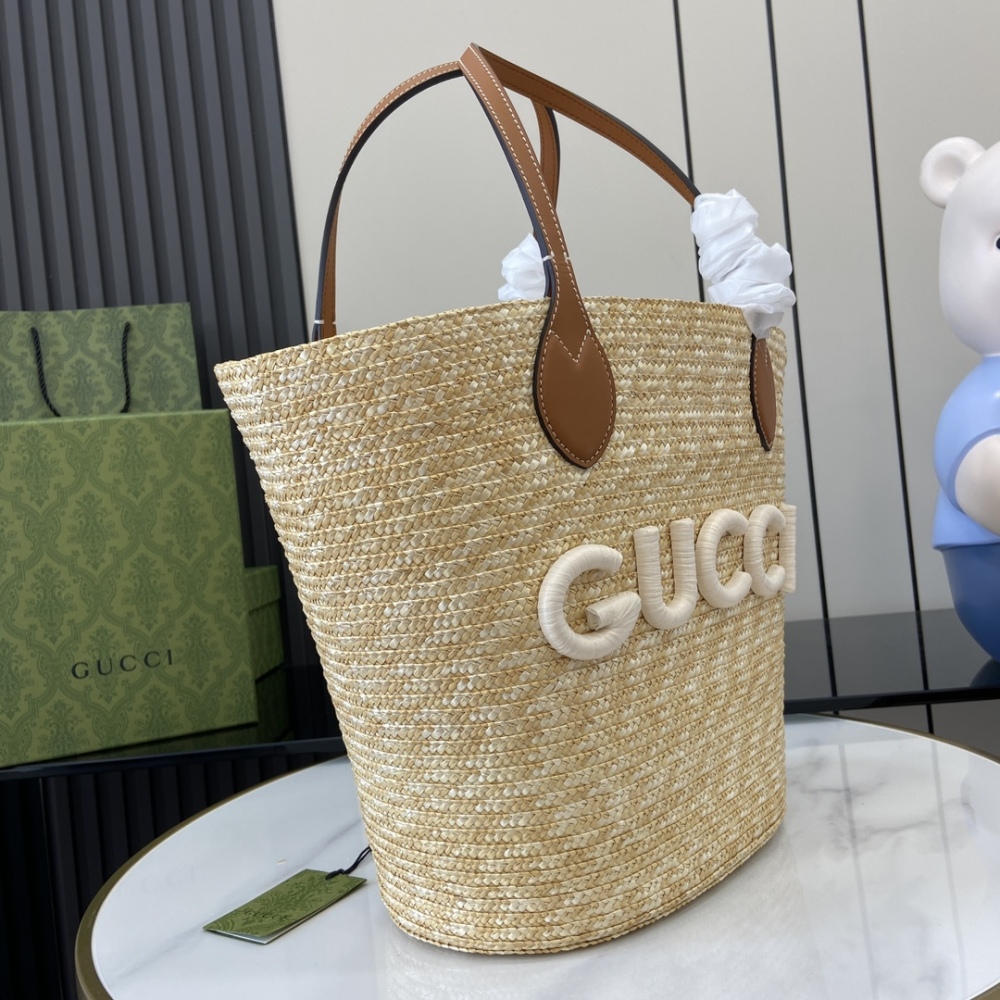 GG Super Straw Effect Handbag