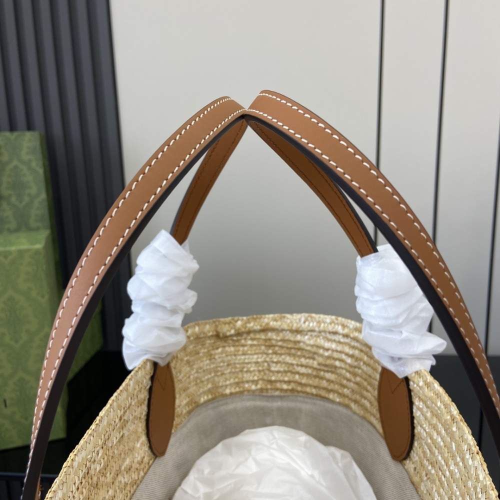 GG Super Straw Effect Handbag