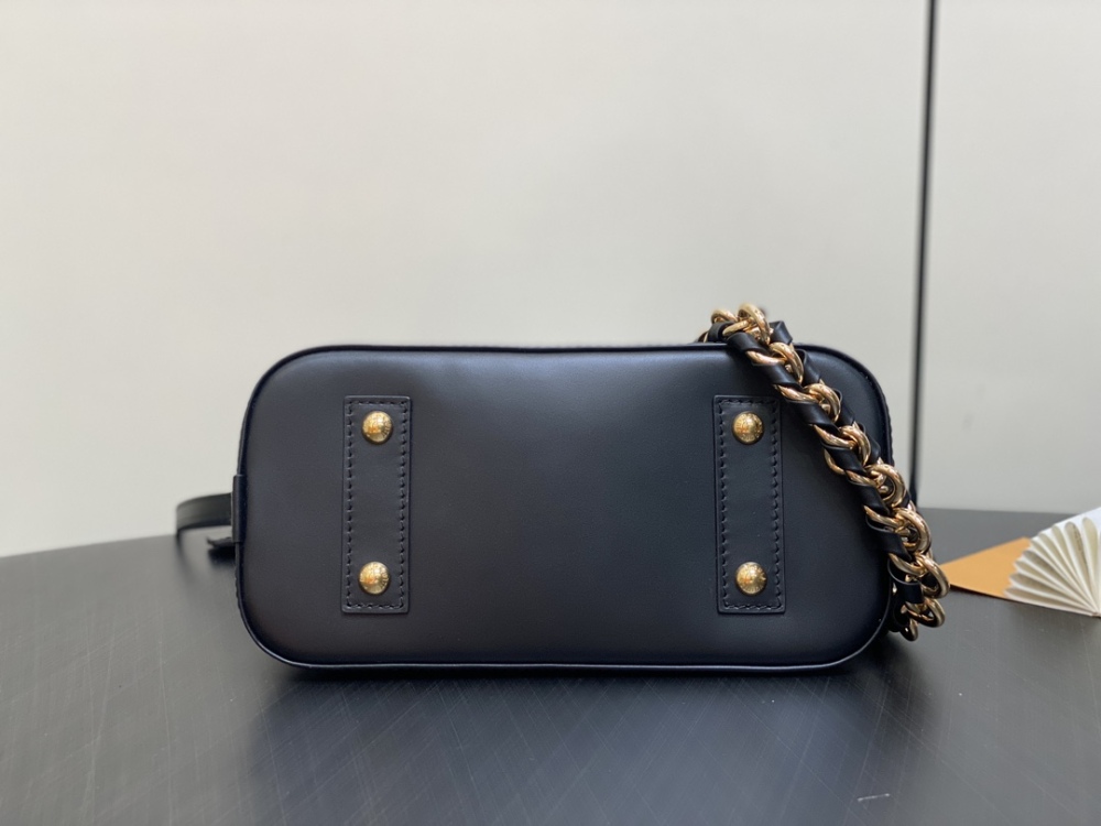 Black Full Leather Silk Screen Printed Shell Bag