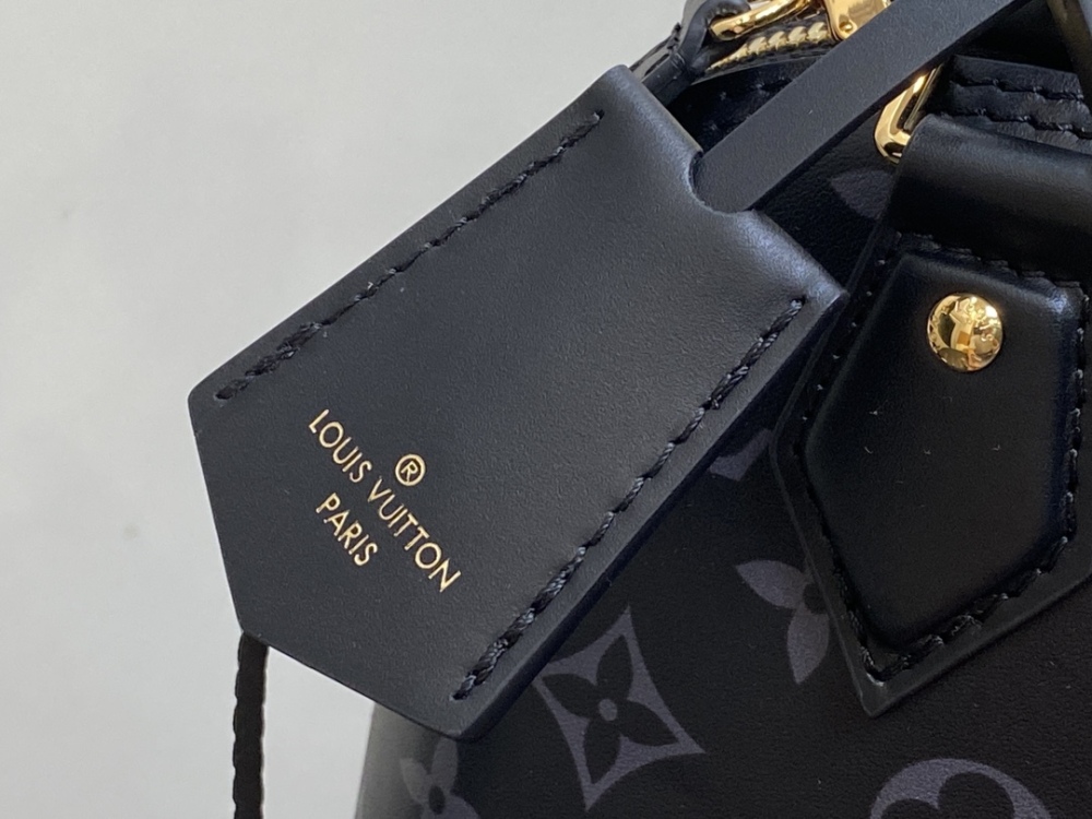 Black Full Leather Silk Screen Printed Shell Bag
