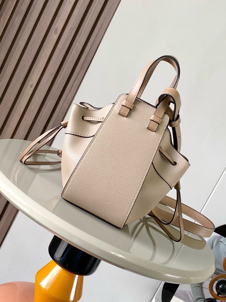 Mini Soft Grained Cowhide Hammock Drawstring Bag