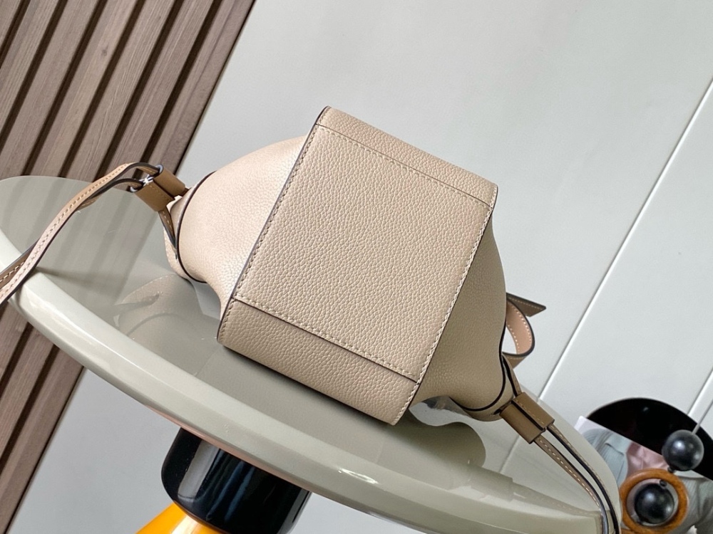 Mini Soft Grained Cowhide Hammock Drawstring Bag